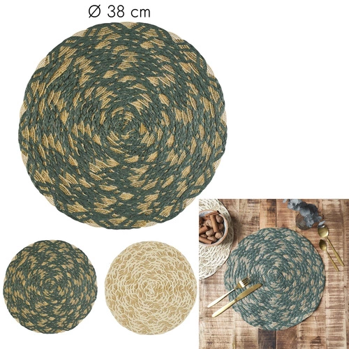 Kulatá béžová prostírka Jute 38 cm moderní na jídelní stůl do kuchyně Intesi
