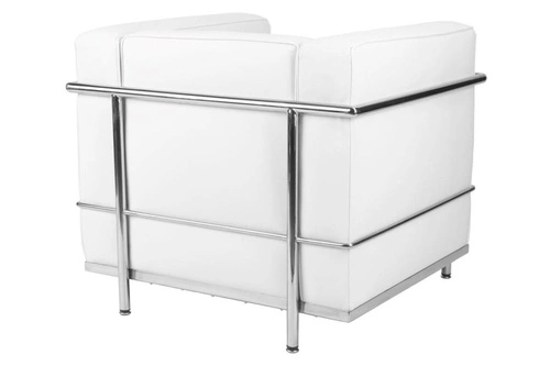 Kožené relaxační křeslo Kubik bílé do obýváku moderní glamour ve stylu LC2