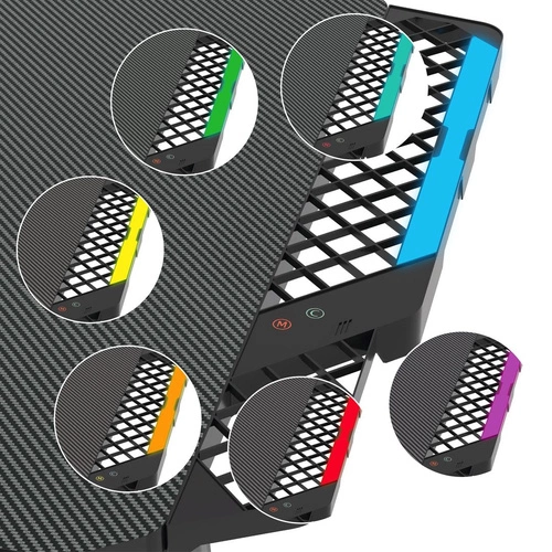 Herní stůl černý Snake 1.4 Intesi moderní s držáky a USB porty pro práci i hraní