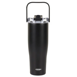 Termohrnek New York 900ml černý Intesi moderní kovový na kávu s sebou