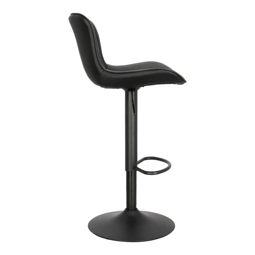 Barová židle Tessa černá moderní s opěrkou, výškově nastavitelná, otočná k kuchyňskému ostrůvku, ekokůže Intesi