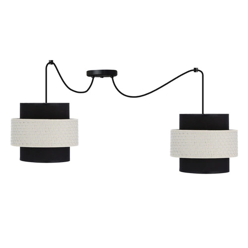Benta p závěsná lampa černá 2x40W E27 stínidlo černá+krémová