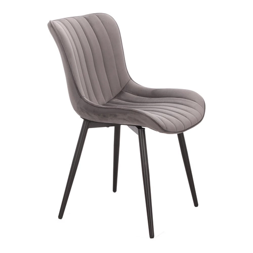 Jídelní židle Roxino VIC čalouněná šedým sametem na černých nohách do jídelny a obýváku Intesi