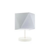 Noční lampička PASADENA moderní se světle šedým stínidlem na bílém podstavci do ložnice