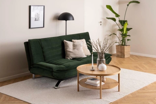 Konferenční stolek Banbury kulatý 80 cm dubový s policí moderní skandinávský do obýváku Actona