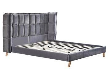 Šedá čalouněná postel Scand 160x200 s čelem, moderní sametová do ložnice