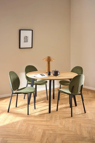 Židle Cliff zelená do jídelny moderní čalouněná na černých nohách