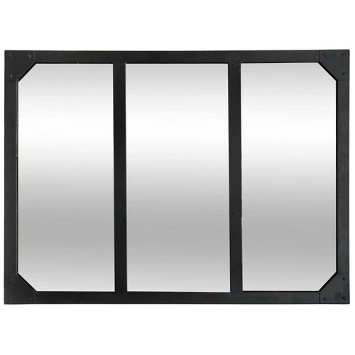 Obdélníkové zrcadlo Lola 54x74 cm černé závěsné industriální do předsíně Atmosphera