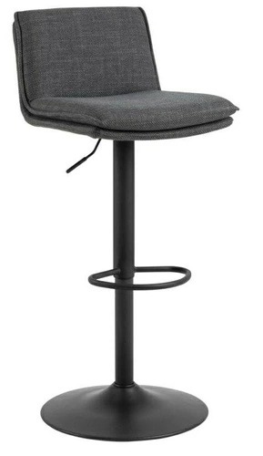 Barová židle Flynn moderní čalouněná s opěrkou výškově nastavitelná otočná tmavě šedá do kuchyně Actona
