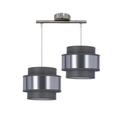 Zajíc chrom závěsná lampa 2x60W E27 stínidlo šedá+stříbrná