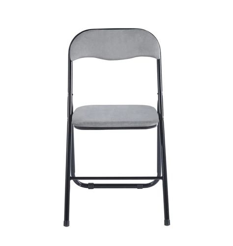 Skládací čalouněná židle samet šedá Amun Velvet Intesi do kuchyně na kovových nohách