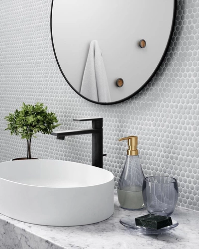 Skleněný modrý kelímek na zubní kartáčky Droplet moderní do koupelny Umbra