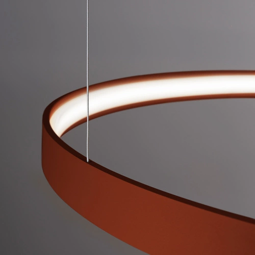 Moderní LED lustr RIO 55 červený do obýváku a jídelny, nastavitelný a stmívatelný