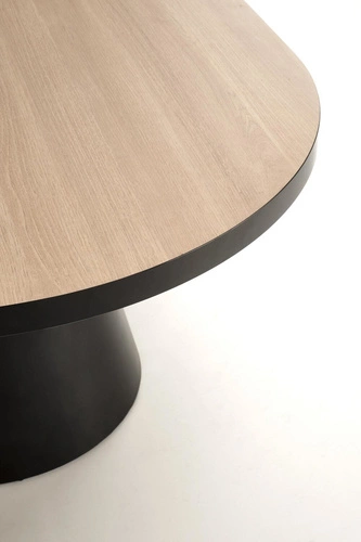 Rozkládací jídelní stůl Ardel oválný moderní přírodní deska černé nohy 180-240 cm