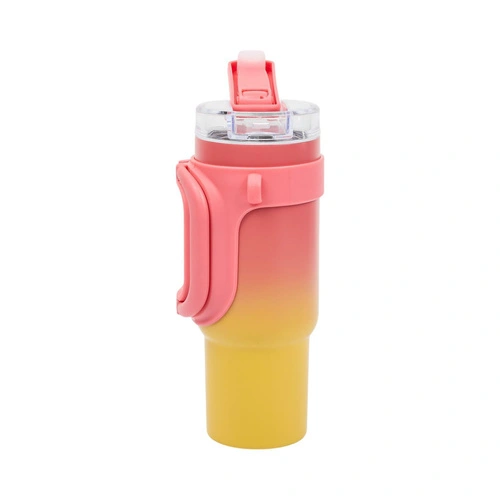 Termohrnek Malibu Intesi 900 ml růžovo‑žlutý s uchem na kávu