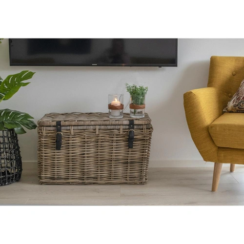 House Nordic Depok sada 3 ratanových dekorativních košů na uložení dek