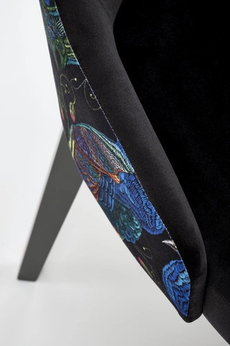 Jídelní židle Arkansas černá sametová čalouněná na dřevěných nohách moderní Intesi