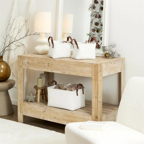 Sada 3 bílých manšestrových košů Intesi na dekorativní ukládání do obývacího pokoje