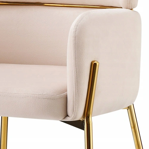 Židle Dreby béžová sametová se zlatými nohami do jídelny a obývacího pokoje