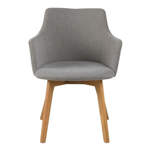 Čalouněná jídelní židle Bella Actona šedá skandinávská s područkami dřevěná