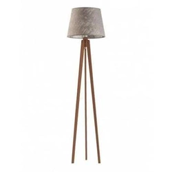 Podlahová lampa Curacao stínidlo šedé stojan mahagon