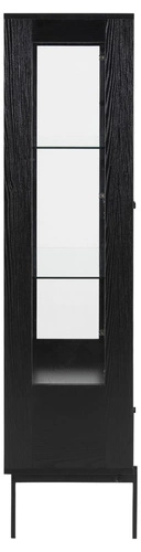 Černá skleněná vitrína na knihy do obýváku s zásuvkou industriální Angus Actona 152 cm