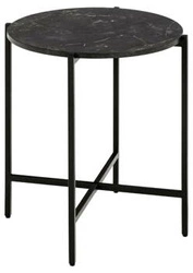 Kulatý konferenční stolek Lamoine 40 cm černý mramor moderní loftový do obýváku Actona