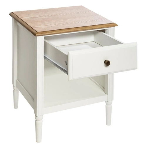 Bílý noční stolek se zásuvkou 45 cm skandinávský styl Solen Atmosphera do ložnice