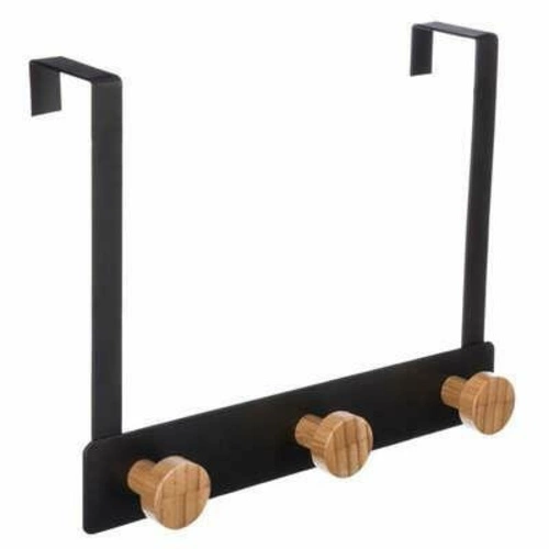 Fiona moderní bambusový závěsný věšák na dveře černý do koupelny a ložnice bez vrtání