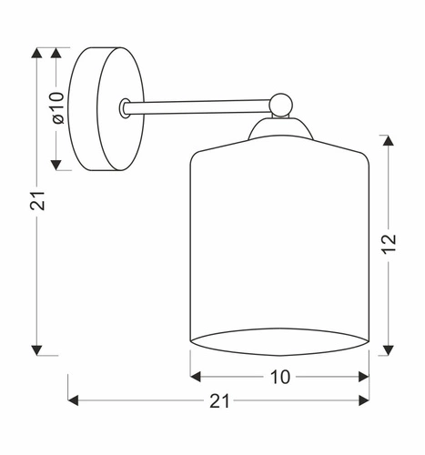 Nástěnná lampa Serena černá 1x40 E27 zlaté stínidlo
