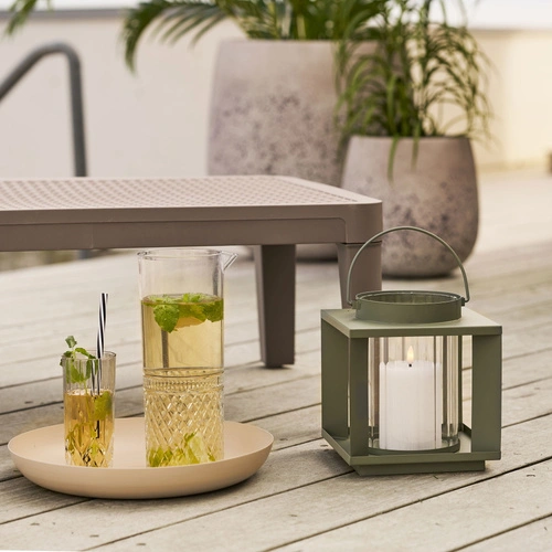 Zahradní lucerna Lohals zelená sklo a kov dekorativní na terasu a balkon