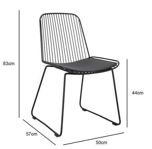 Černá kovová židle Dill Intesi s polštářem z ekokůže loftová do jídelny a kuchyně