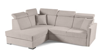 Rohová rozkládací pohovka Mils XL béžová moderní do obýváku s úložným prostorem levá