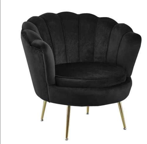 Čalouněné křeslo Korab VIC samet černý glamour do obýváku na zlatých nohách Intesi
