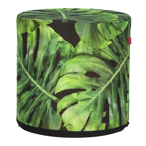 Zahradní kulatý puf Black Monstera Intesi voděodolný moderní na balkon a terasu 40 cm