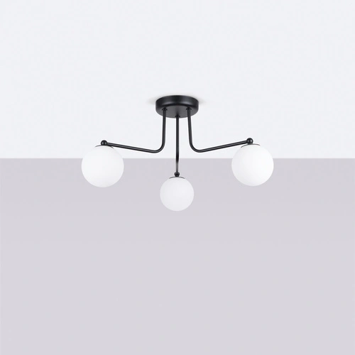 Lustr Astral 3 černý minimalistický skleněné koule do obýváku a jídelny