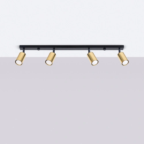 Moderní stropní svítidlo WINX 4L černé zlaté ocelové do obýváku a ložnice Sollux Lighting