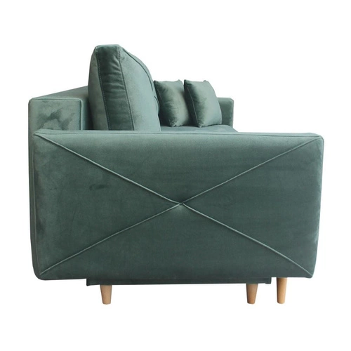 Rozkládací pohovka Saxo zelená dvoumístná do obýváku s úložným prostorem na lůžkoviny