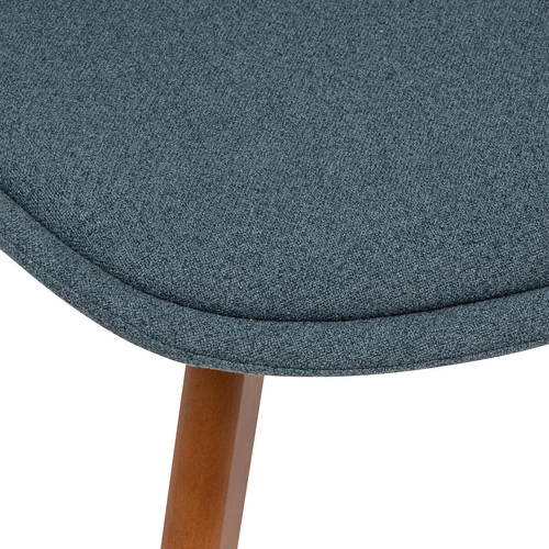 Čalouněná jídelní židle Baya v modré barvě s dřevěnými nohami moderní