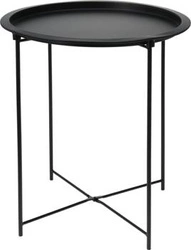 Kulatý černý kovový konferenční stolek Isa moderní industriální do obýváku 47 cm