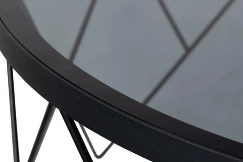 Konferenční stolek Halstow kulatý 80 cm skleněný černý loftový do obýváku Actona