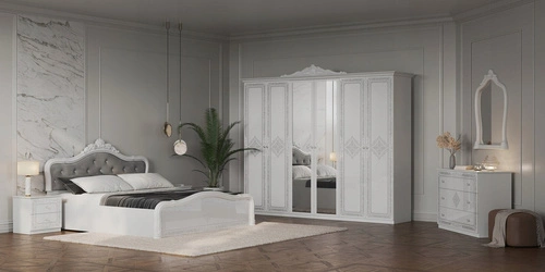 Bílá komoda s zásuvkami Diamante 118 cm lesk glamour do obýváku a ložnice Intesi