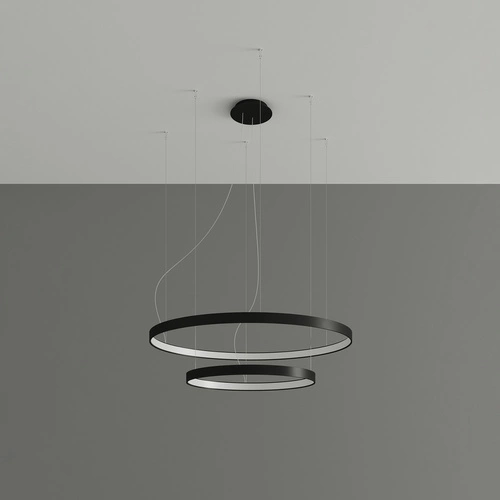 Moderní LED lustr RIO 2 55/78 černý do obýváku a jídelny s rozptýleným světlem