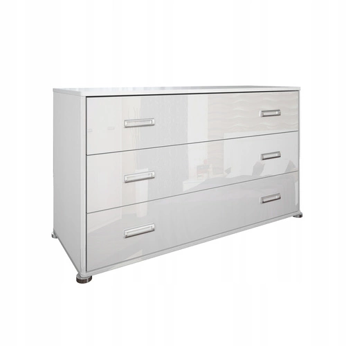 Komoda Bella bílý lesk 130 cm moderní se zásuvkami do ložnice Intesi