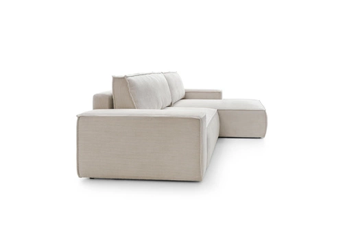 Rohová sedací souprava s rozkladem Molde M pravá, manšestrová béžová, do obýváku s úložným prostorem