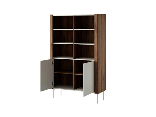 Moderní béžový ořechový knihovna do obýváku se skříňkou a policemi 167 cm Intesi