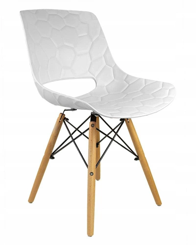 Sada 2 bílých skandinávských jídelních židlí s dřevěnými nohami Tortuga