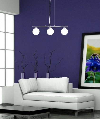 Chromovaná závěsná lampa Raisa 3x40W G9 s bílým difuzorem