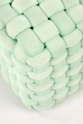 Čalouněný čtvercový taburet Rubi v mátové barvě do obýváku a dětského pokoje 35x35 cm Intesi