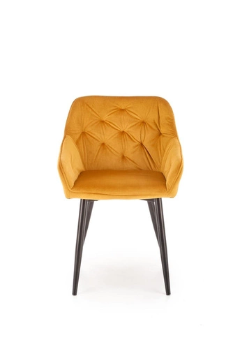 Jídelní židle Marion hořčicová čalouněná sametem s područkami moderní Intesi